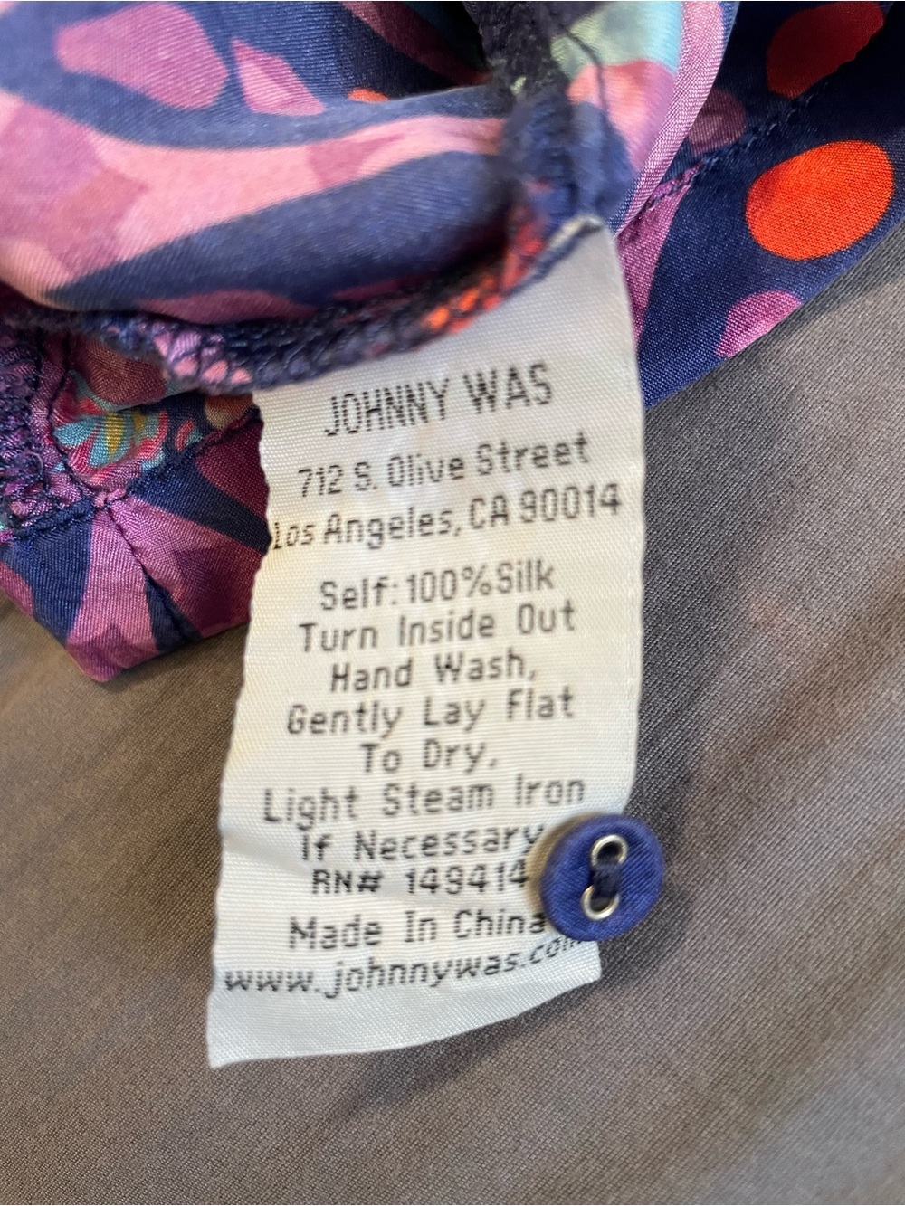 Johnny Was Navy Floral Embroidered Peasant Blouse - Picture 4 of 4